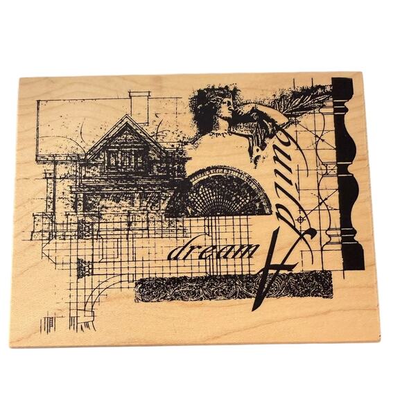 Club Scrap Build A Dream Blueprint Limited Edition 1493/3775 XL Rubber Stamp - Picture 1 of 3